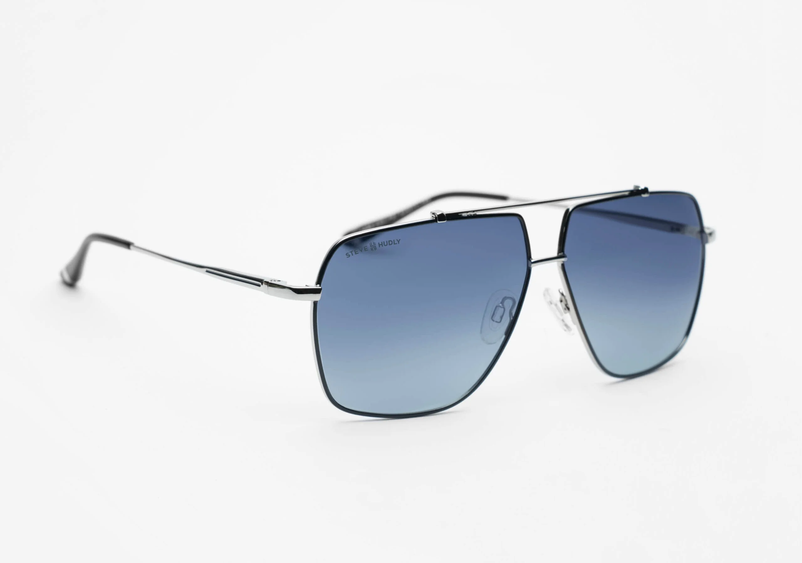 Travis - Silver Metal Gradient Blue Sunglasses - Steve Hudly